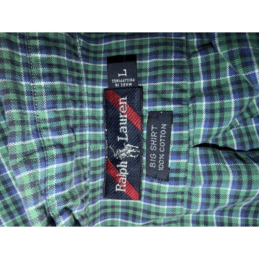 Ralph Lauren Big Shirt Mens Large Long Sleeve Button Down 100% Cotton Plaid - Picture 5 of 5